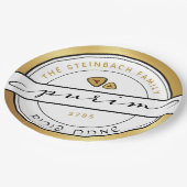 HAPPY PURIM Script Personalisiert Paper Plate Pappteller (Schrägansicht)