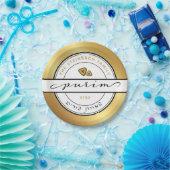 HAPPY PURIM Script Personalisiert Plate mit Gold Pappteller (Party)