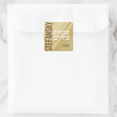 Happy Purim Trendy Mishloach Manot Label in Gold Quadratischer Aufkleber (Tasche)