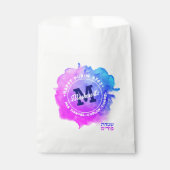 Happy Purim Watercolor Monogram Kosher Info Geschenktütchen (Vorderseite)