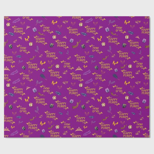 Happy Purim Wrapping Paper 30" Geschenkpapier (Flach)