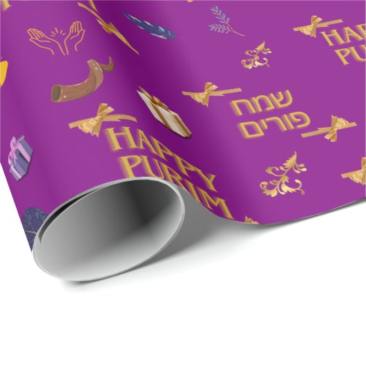 Happy Purim Wrapping Paper 30" Geschenkpapier (Rolleneckpunkt)
