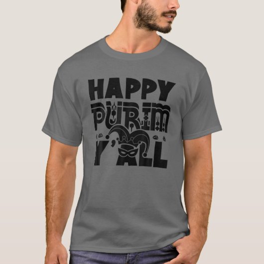 Happy Purim Y'all Jewish Holiday Costume Funny T-Shirt (Vorderseite)