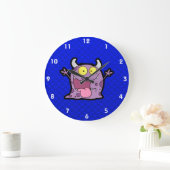 Happy Purple Monster; Blue Große Wanduhr (Zuhause)