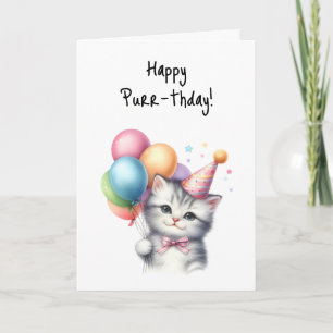 Happy Purr-thday Geburtstag Kitten Celebrate Party Karte
