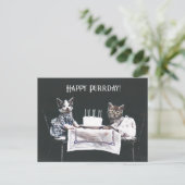 Happy Purrday Niedlich Katzen Vintag Geburtstag Postkarte (Stehend Vorderseite)