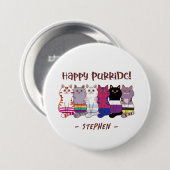 Happy Purride - LGBTQ Pride Cats Button (Vorne & Hinten)