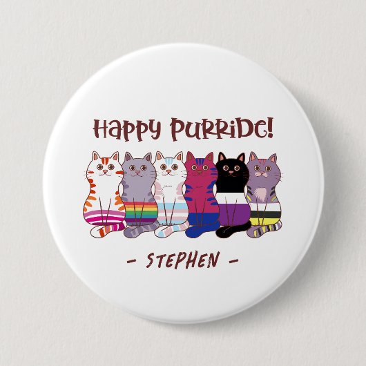 Happy Purride - LGBTQ Pride Cats Button (Vorderseite)