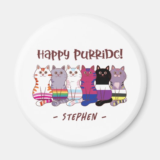 Happy Purride - LGBTQ Pride Cats Magnet (Vorne)