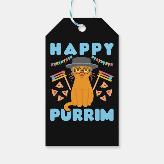 Happy Purrim Purim Cat Jüdischer Urlaub Geschenkanhänger (Vorderseite)