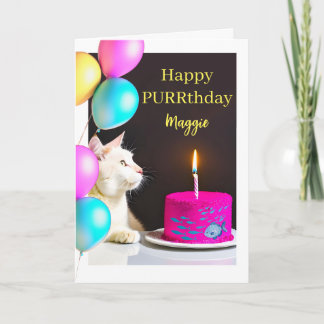 Happy Purrthday für Katze Einen Namen hinzufügen Karte