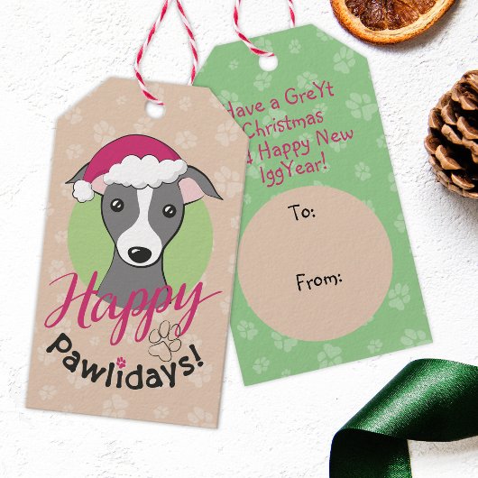Happy Pwlidays Weihnachten Cartoon niedlicher Hund Geschenkanhänger