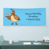 Happy quail mit Eiern Cartoon Banner (Messe)