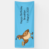 Happy quail mit Eiern Cartoon Banner (Vertikal)