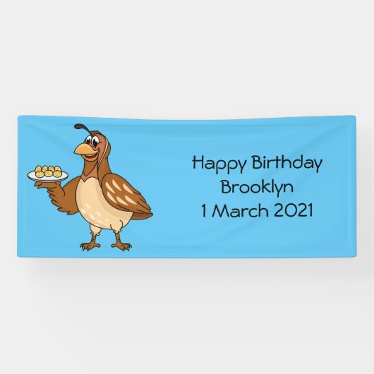 Happy quail mit Eiern Cartoon Banner (Horizontal)