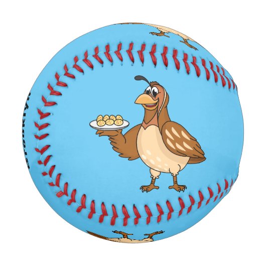Happy quail mit Eiern Cartoon Baseball (Vorderseite Links)