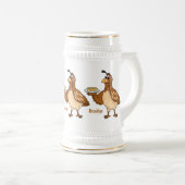 Happy quail mit Eiern Cartoon Bierglas (VorderseiteRechts)