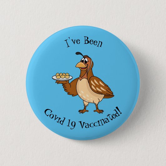 Happy quail mit Eiern Cartoon Button (Vorderseite)