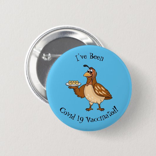 Happy quail mit Eiern Cartoon Button (Vorne & Hinten)