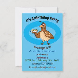 Happy quail mit Eiern Cartoon Einladung