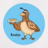 Happy quail mit Eiern Cartoon Etiketten (Design 1)