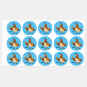 Happy quail mit Eiern Cartoon Etiketten (Blatt)