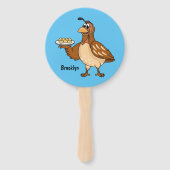 Happy quail mit Eiern Cartoon Fächer (Rückseite)