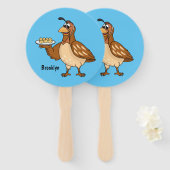 Happy quail mit Eiern Cartoon Fächer (Vorne und Hinten)