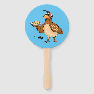Happy quail mit Eiern Cartoon Fächer