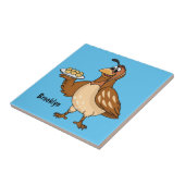 Happy quail mit Eiern Cartoon Fliese (Seite)