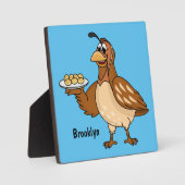 Happy quail mit Eiern Cartoon Fotoplatte (Vorderseite)