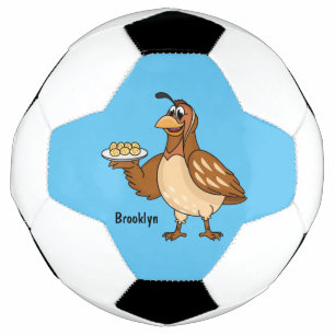 Happy quail mit Eiern Cartoon Fußball