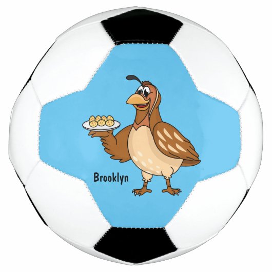 Happy quail mit Eiern Cartoon Fußball (Vorderseite)