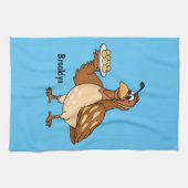 Happy quail mit Eiern Cartoon Geschirrtuch (Horizontal)