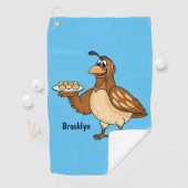 Happy quail mit Eiern Cartoon Golfhandtuch (Insitu)