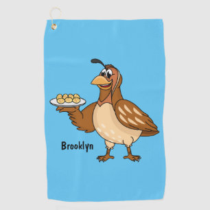 Happy quail mit Eiern Cartoon Golfhandtuch