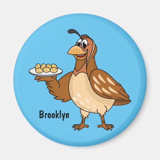 Happy quail mit Eiern Cartoon Magnet (Vorne)