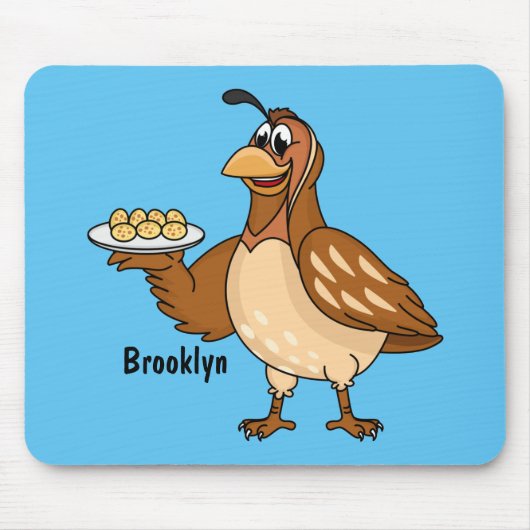 Happy quail mit Eiern Cartoon Mousepad (Vorne)