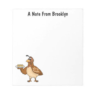 Happy quail mit Eiern Cartoon Notizblock