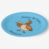 Happy quail mit Eiern Cartoon Pappteller (Schrägansicht)