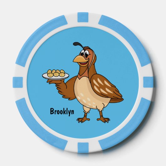 Happy quail mit Eiern Cartoon Pokerchips (Vorderseite)