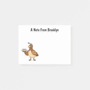 Happy quail mit Eiern Cartoon Post-it Klebezettel