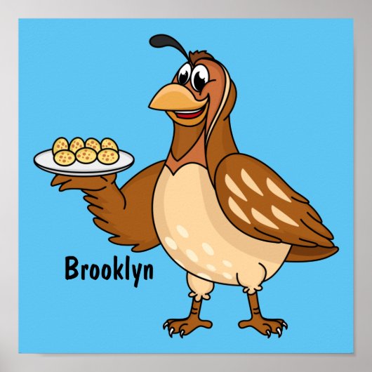 Happy quail mit Eiern Cartoon Poster (Vorne)