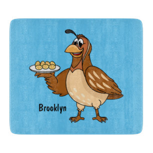 Happy quail mit Eiern Cartoon Schneidebrett