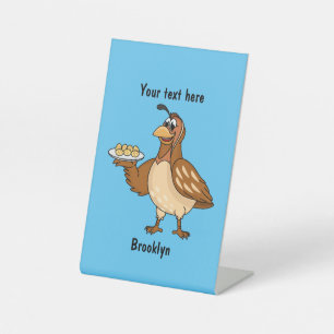 Happy quail mit Eiern Cartoon Sockelschild