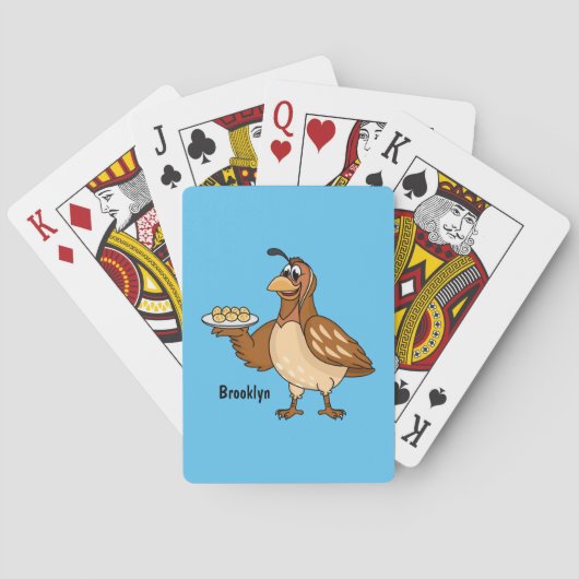 Happy quail mit Eiern Cartoon Spielkarten (Rückseite)