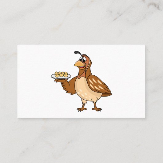 Happy quail mit Eiern Cartoon Visitenkarte (Rückseite)