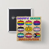 Happy Que Halloween - Pride Flag Pumpkins Button (Vorne & Hinten)