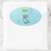 Happy Queen Ovaler Aufkleber (Tasche)
