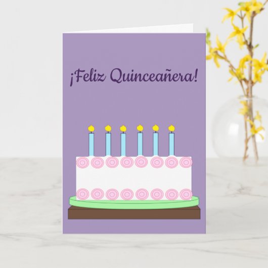 Happy Quinceañera auf Spanisch: Lavender Blank Karte (Gelbe Blume)